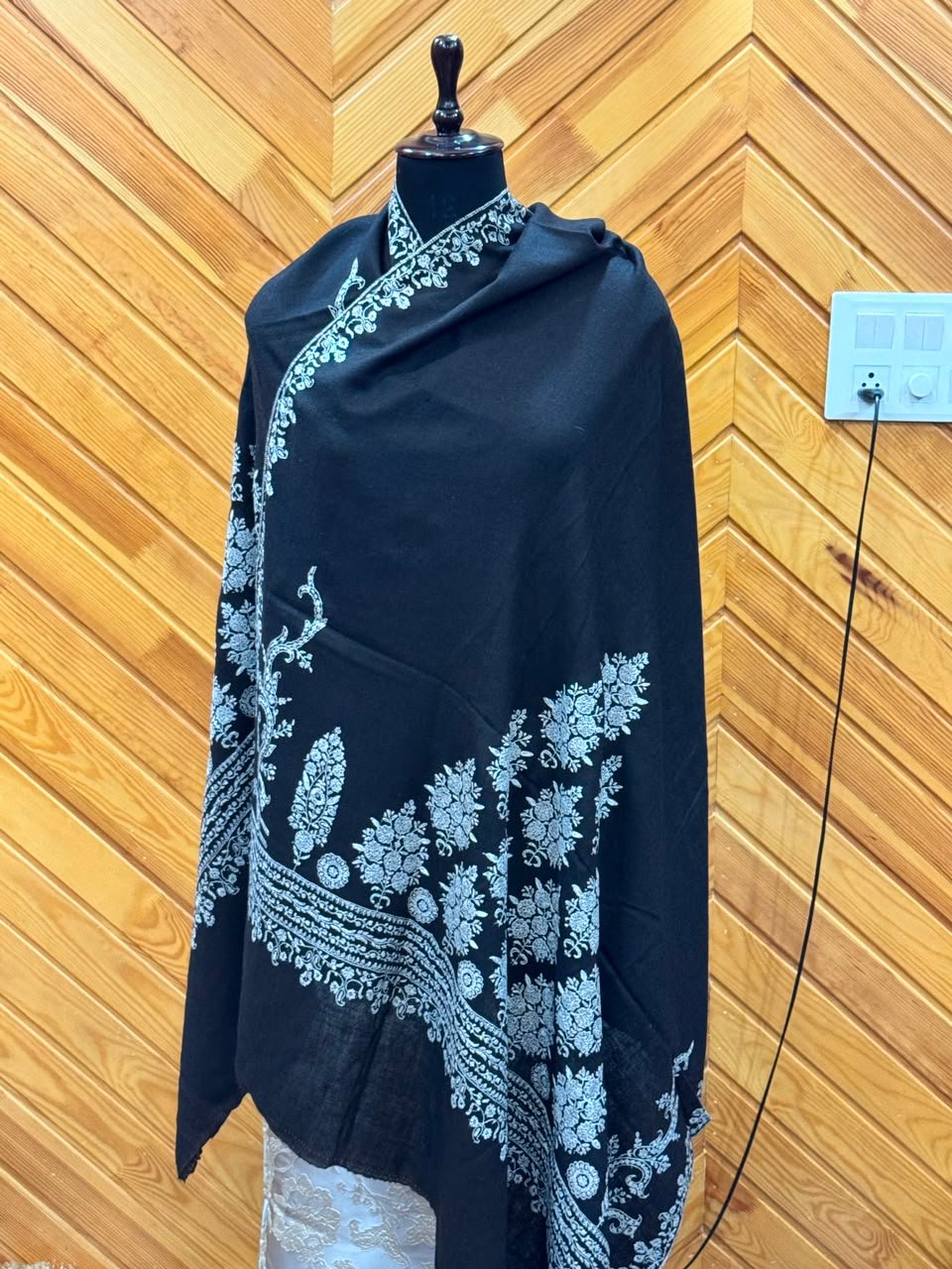 Noir Rose Embroidered Shawl