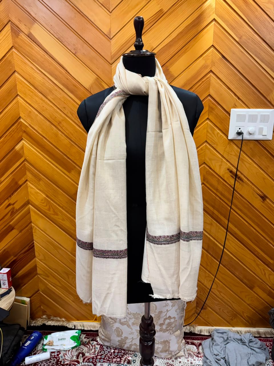 Sand Striped-End Stole