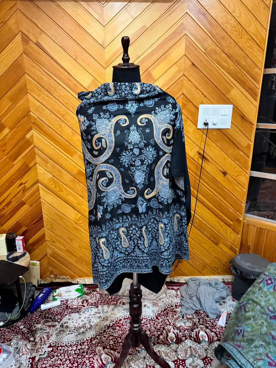 Navy Grand Paisley Shawl