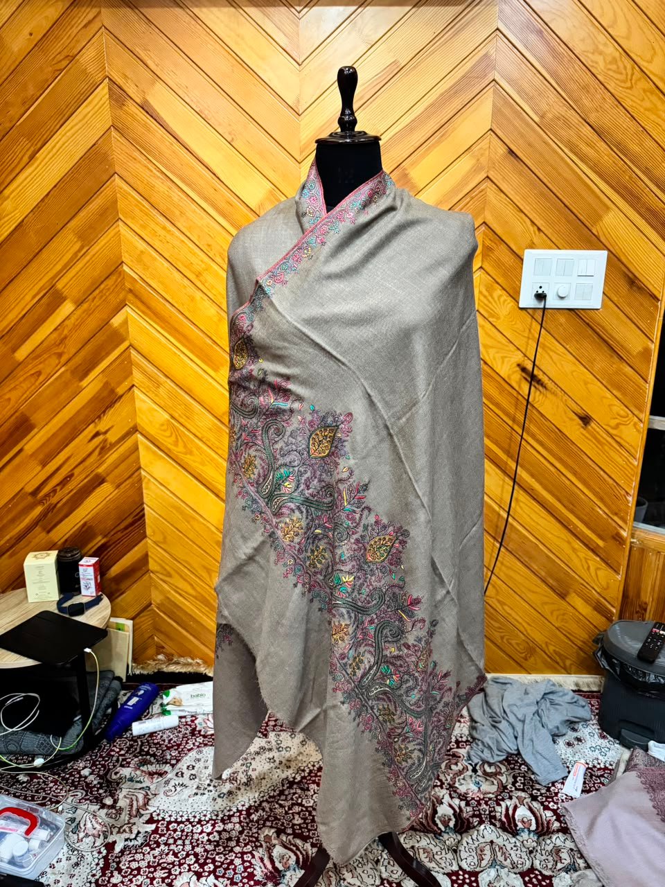 Honey Beige Bordered Shawl