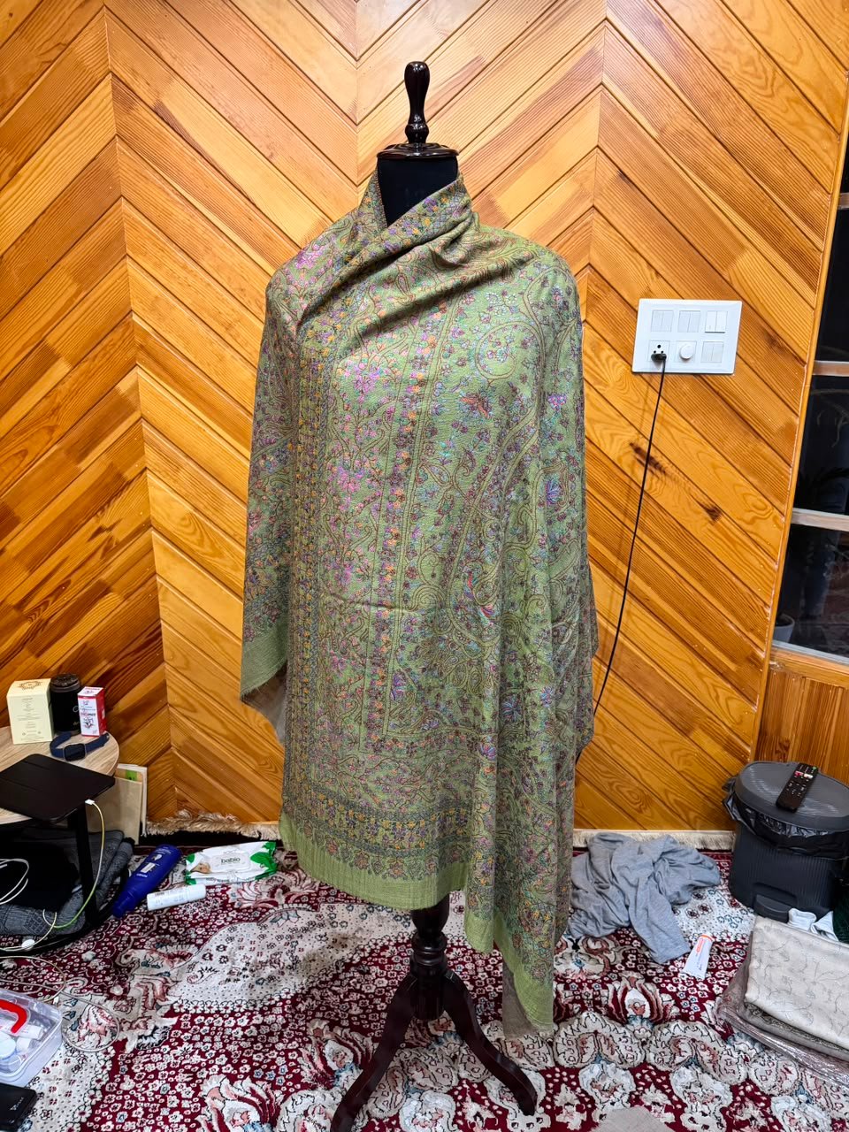 Olive Gold-Thread Shawl