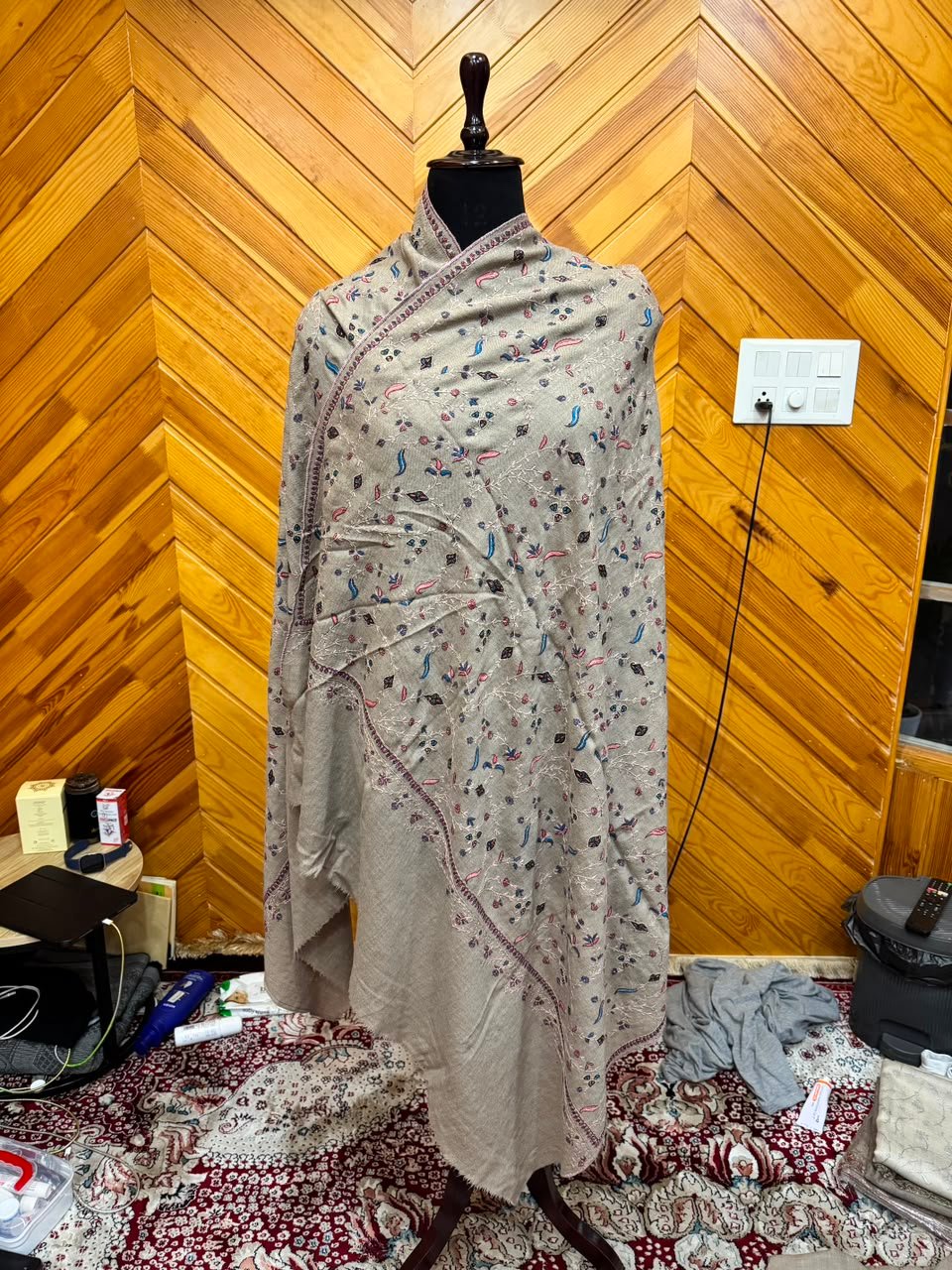 Stone Grey Paisley Shawl