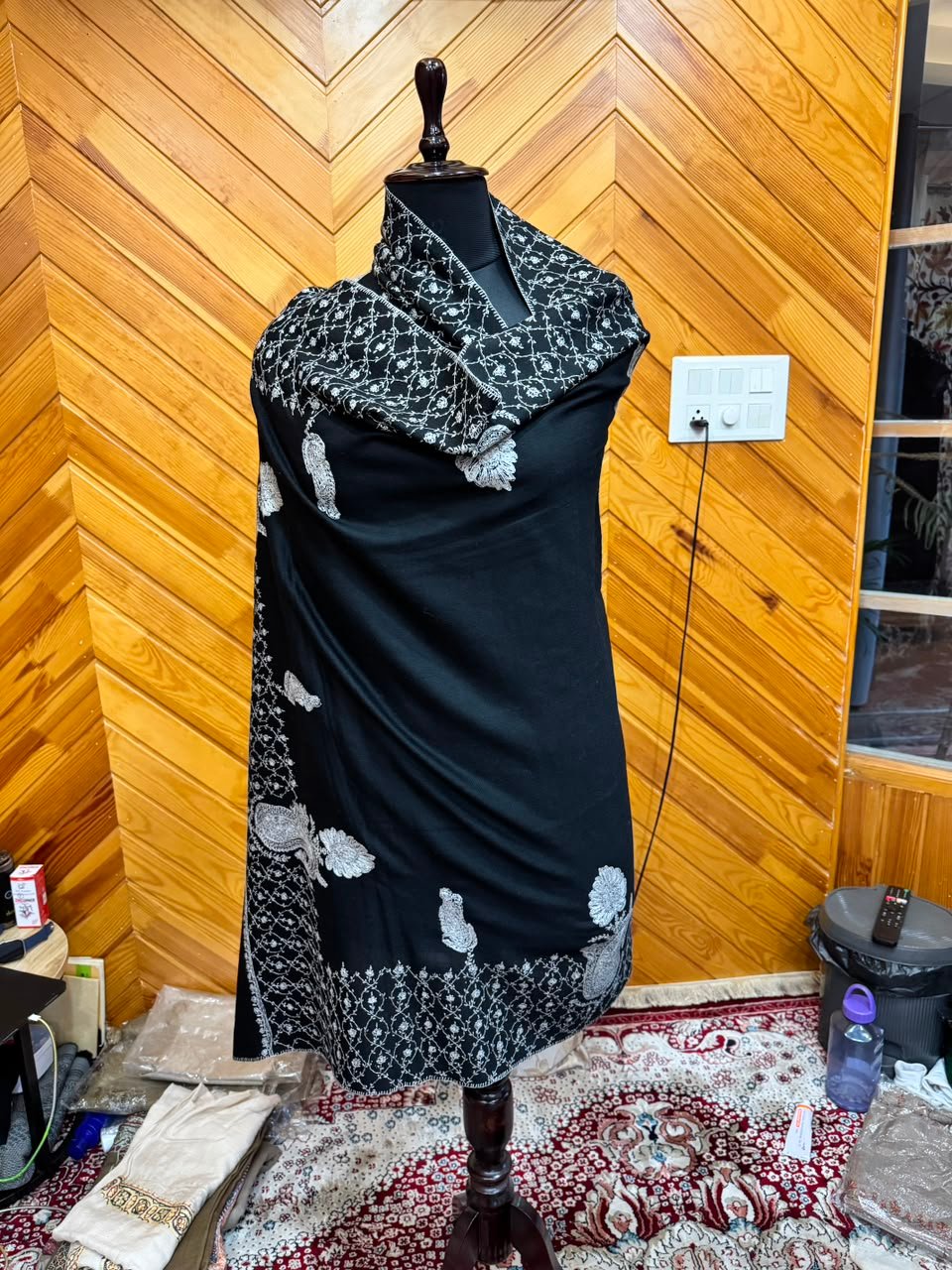 Jet Black Paisley Shawl