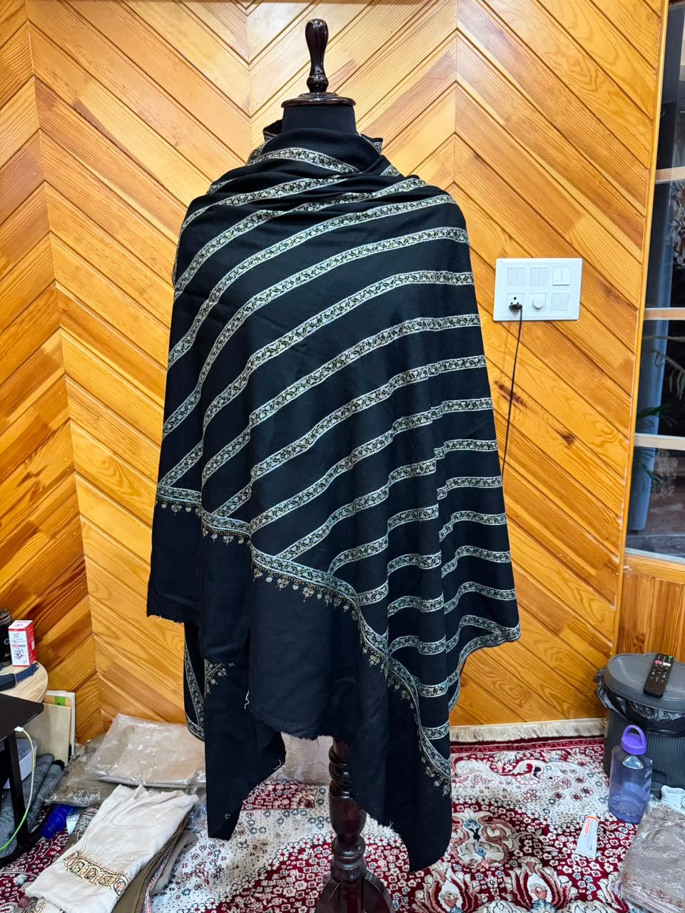 Noir Teal-Stripe Poncho