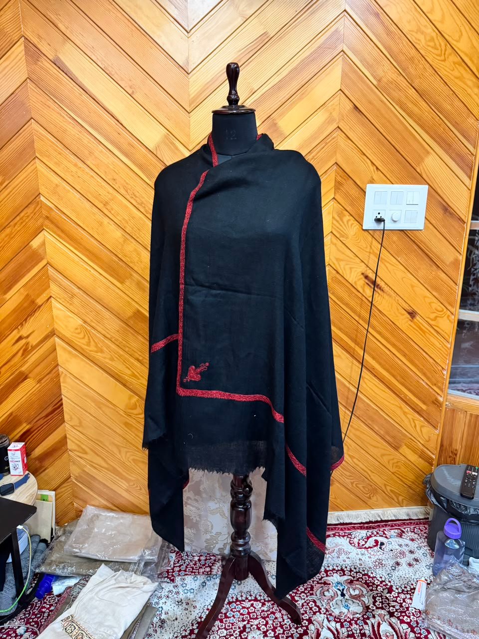 Noir Ruby-Trim Poncho