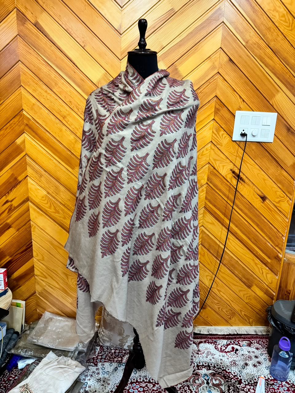 Beige Brown Paisley Shawl