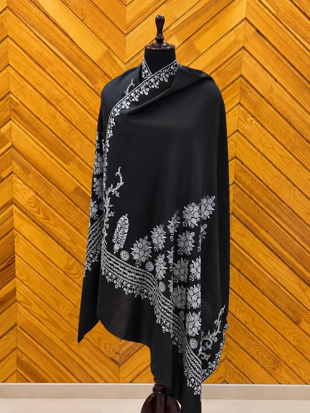 Noir Rose Embroidered Shawl