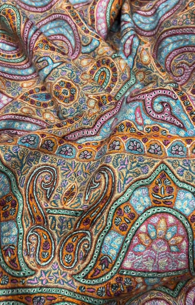 Teal Kani Paisley Pashmina