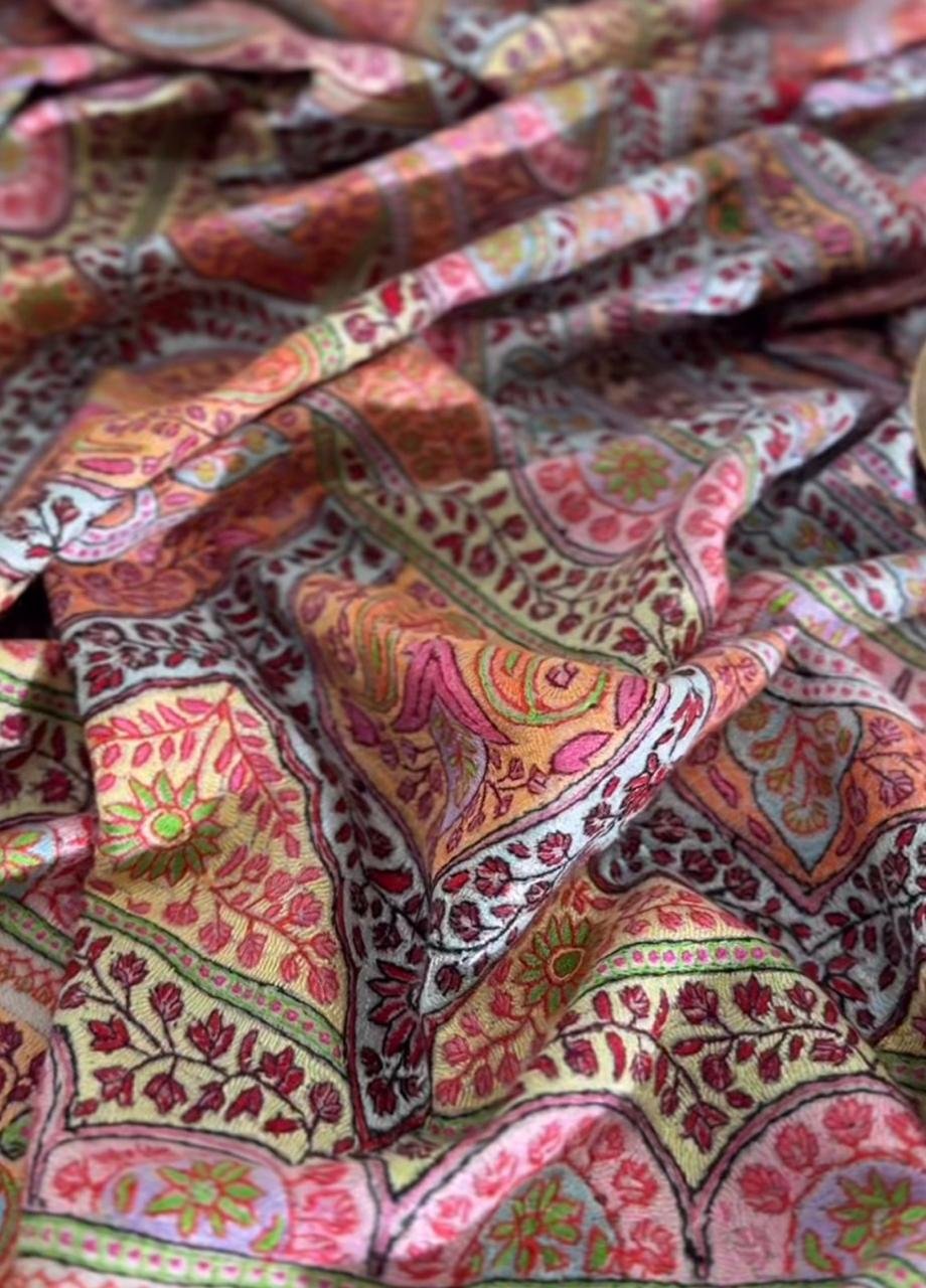 Maroon Gold Paisley Pashmina
