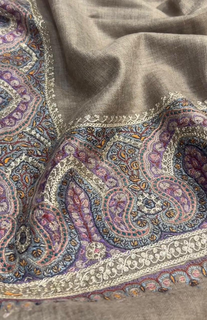 Golden Taupe Paisley-Corner Pashmina