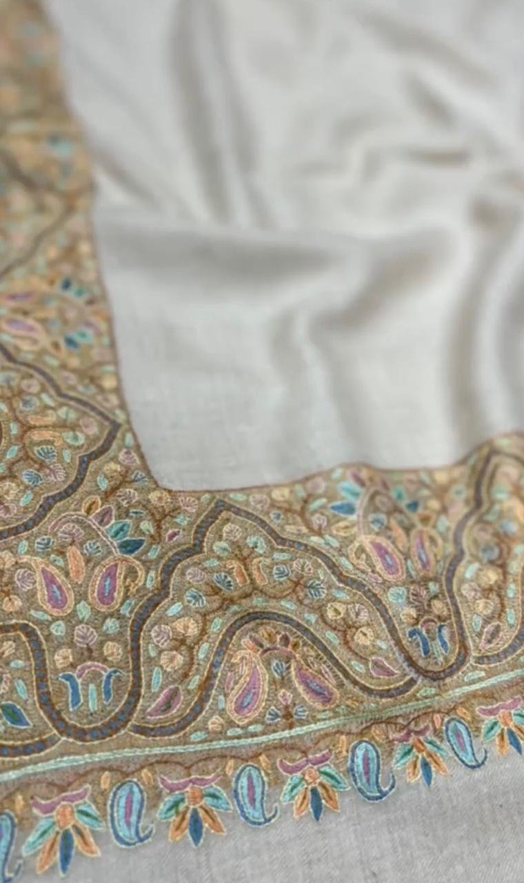 Ivory Rainbow Paisley Pashmina