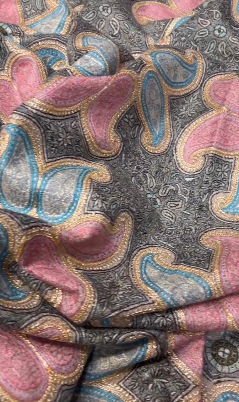 Grey Blush Paisley Pashmina