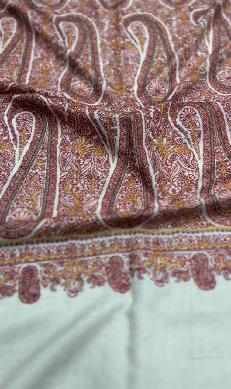 Taupe Mint-Edge Paisley Pashmina